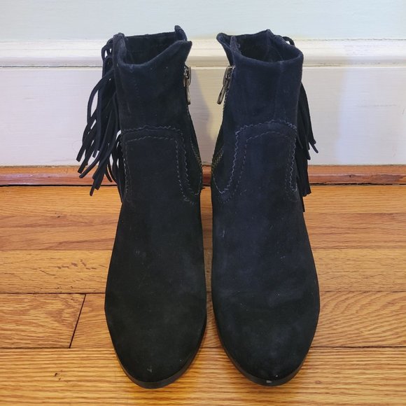 Sam Edelman 9M Black Leather‎ Ankle Boots Booties LOUIE Fringe Western - Picture 6 of 9